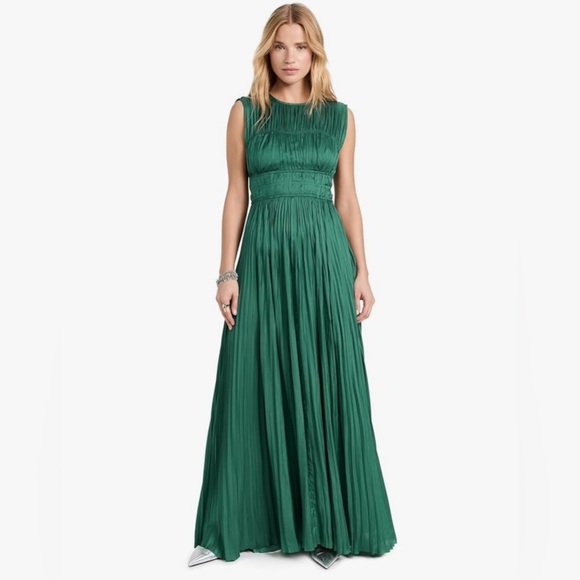 ULLA JOHNSON DELI PLEADED EMERALD GOWN SIZE 2 - Picture 1 of 12